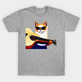 Cool Guitar Cat T-Shirt